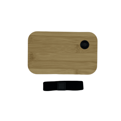 Brotdose Lunchbox mit Bambusdeckel und Gummiband schwarz3