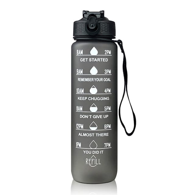 1-Liter-Wasser-Flasche-Motivations-Sport-Wasser-Schwarz